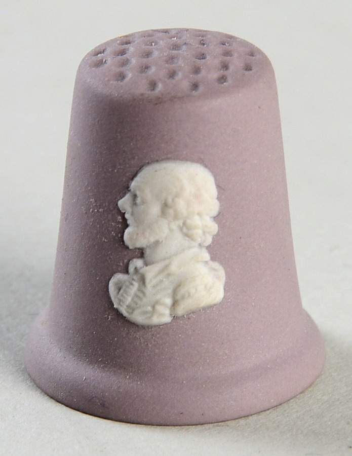 Cream Color on Lilac Jasperware Thimble by Wedgwood-1
