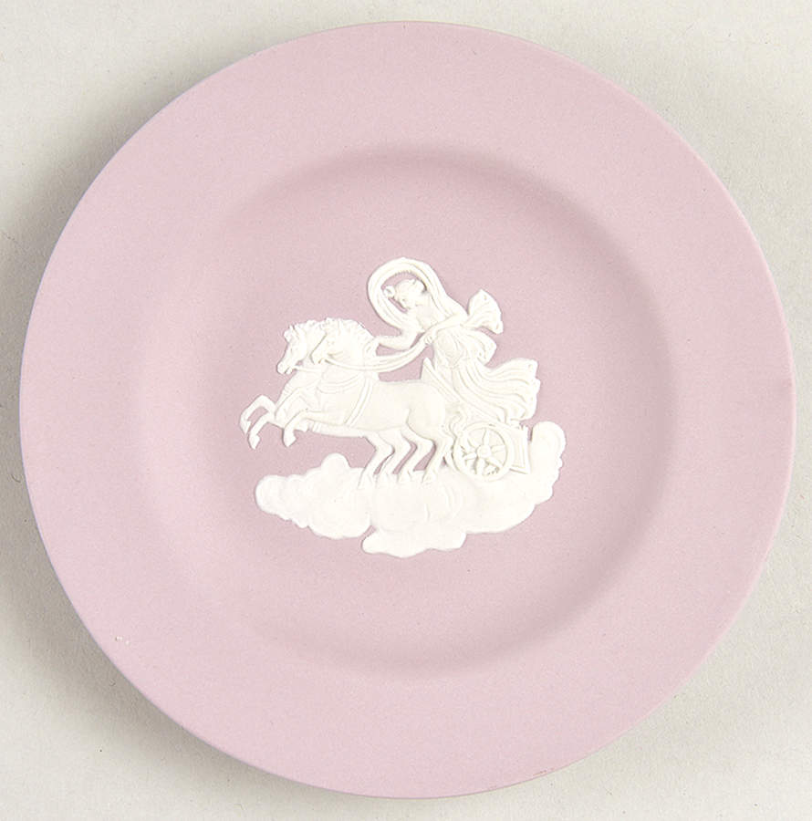 Cream Color on Lilac Jasperware 4" Round Tray by Wedgwood-1