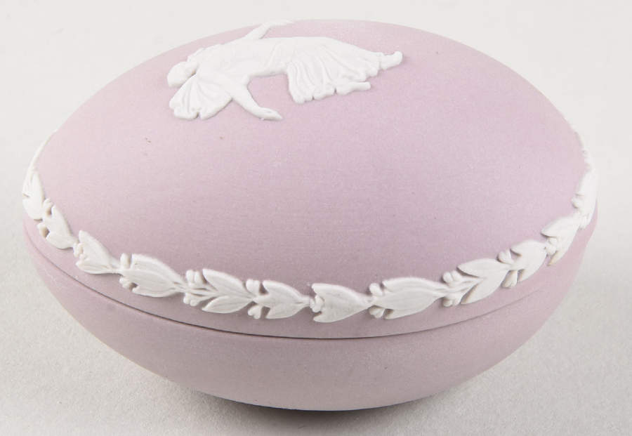 Cream Color on Lilac Jasperware Egg Box & Lid by Wedgwood-1