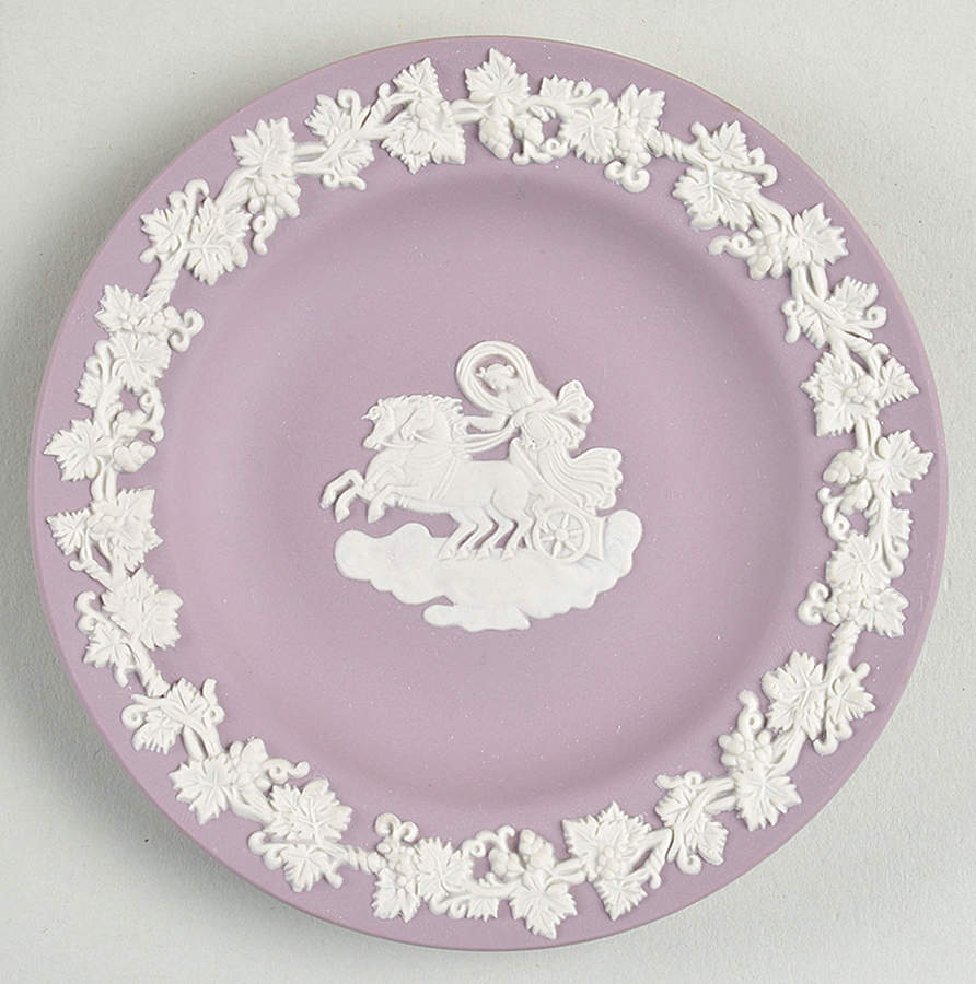 Cream Color on Lilac Jasperware 4" Round Tray by Wedgwood-1