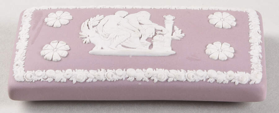 Cream Color on Lilac Jasperware Lid for 3" Rectangular Box by Wedgwood-1
