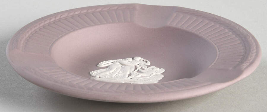 Cream Color on Lilac Jasperware 3 Slot Round Ashtray by Wedgwood-1