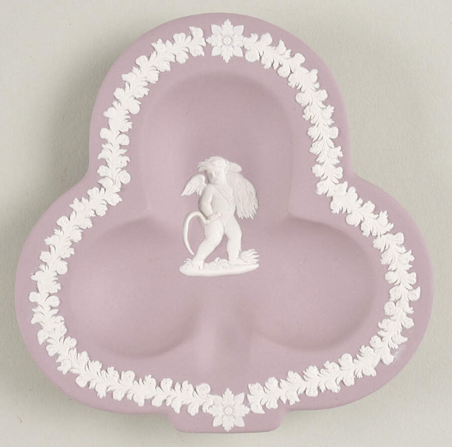 Cream Color on Lilac Jasperware Small Club Shape Ashtray by Wedgwood-1
