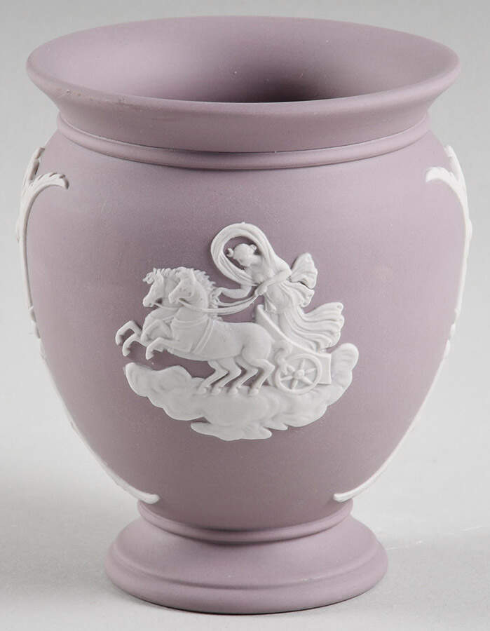 Cream Color on Lilac Jasperware 3" Vase by Wedgwood-1