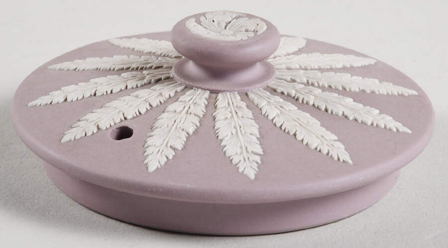 Cream Color on Lilac Jasperware Lid for Brewster Teapot by Wedgwood-1