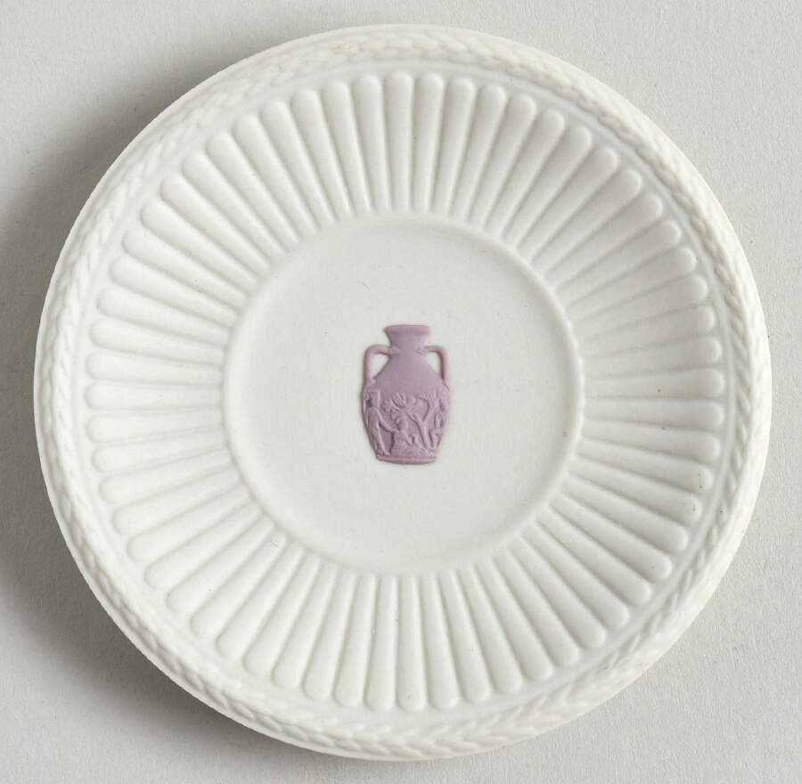Cream Color on Lilac Jasperware Round Fluted Compotier by Wedgwood-1