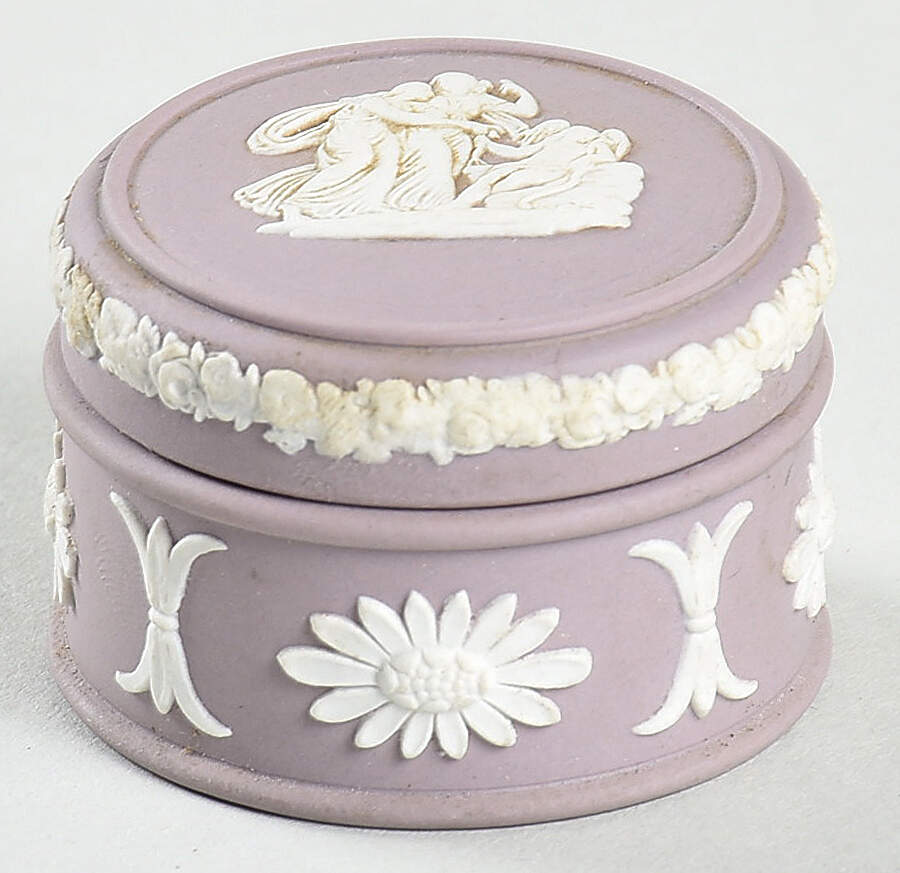 Cream Color on Lilac Jasperware Box-Round/Miniature by Wedgwood-1