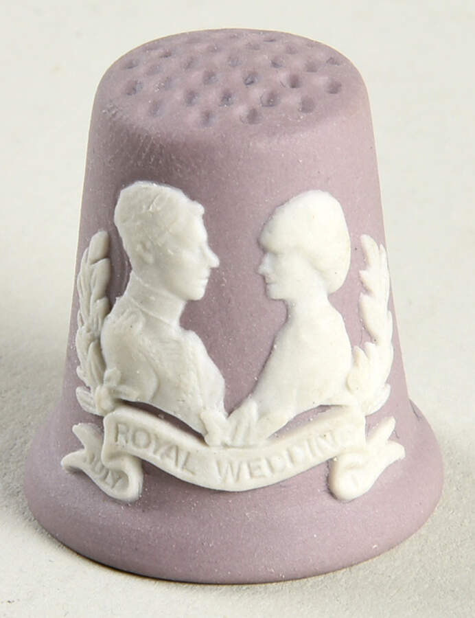 Cream Color on Lilac Jasperware Thimble by Wedgwood-1
