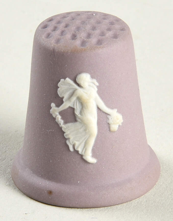 Cream Color on Lilac Jasperware Thimble by Wedgwood-1