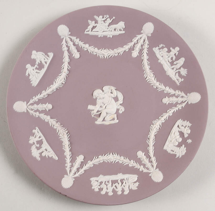 Cream Color on Lilac Jasperware Cupid Serving Plate by Wedgwood-1