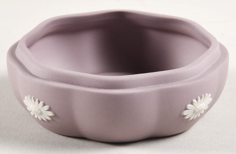 Cream Color on Lilac Jasperware 3" Candy Box No Lid by Wedgwood-1
