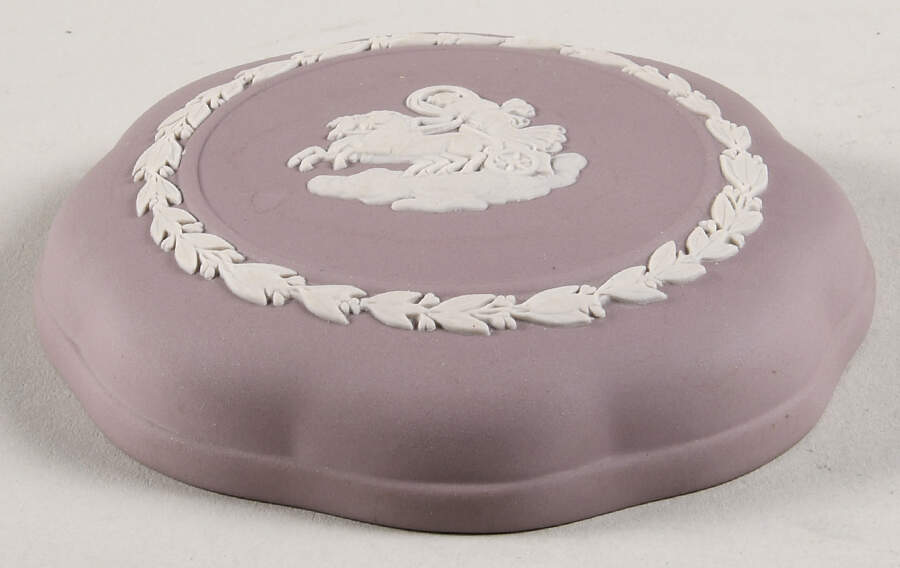 Cream Color on Lilac Jasperware Lid for 3" Candy Box by Wedgwood-1