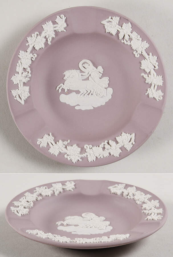 Cream Color on Lilac Jasperware 3 Slot Round Ashtray by Wedgwood-1