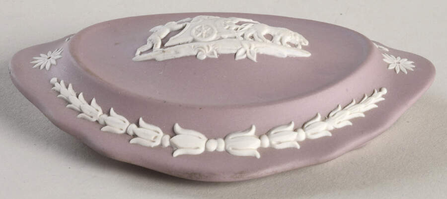 Cream Color on Lilac Jasperware Silver/Candy Box-Lid by Wedgwood-1