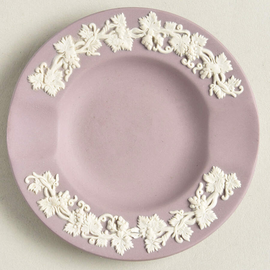 Cream Color on Lilac Jasperware 2 Slot Round Ashtray by Wedgwood-1