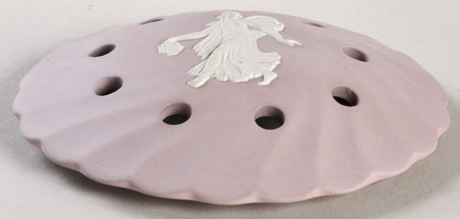 Cream Color on Lilac Jasperware Potpourri Box, Lid Only by Wedgwood-1