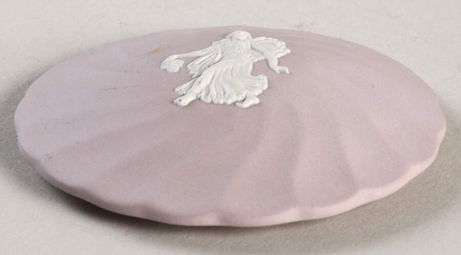 Cream Color on Lilac Jasperware Lid for 3" Round Box by Wedgwood-1