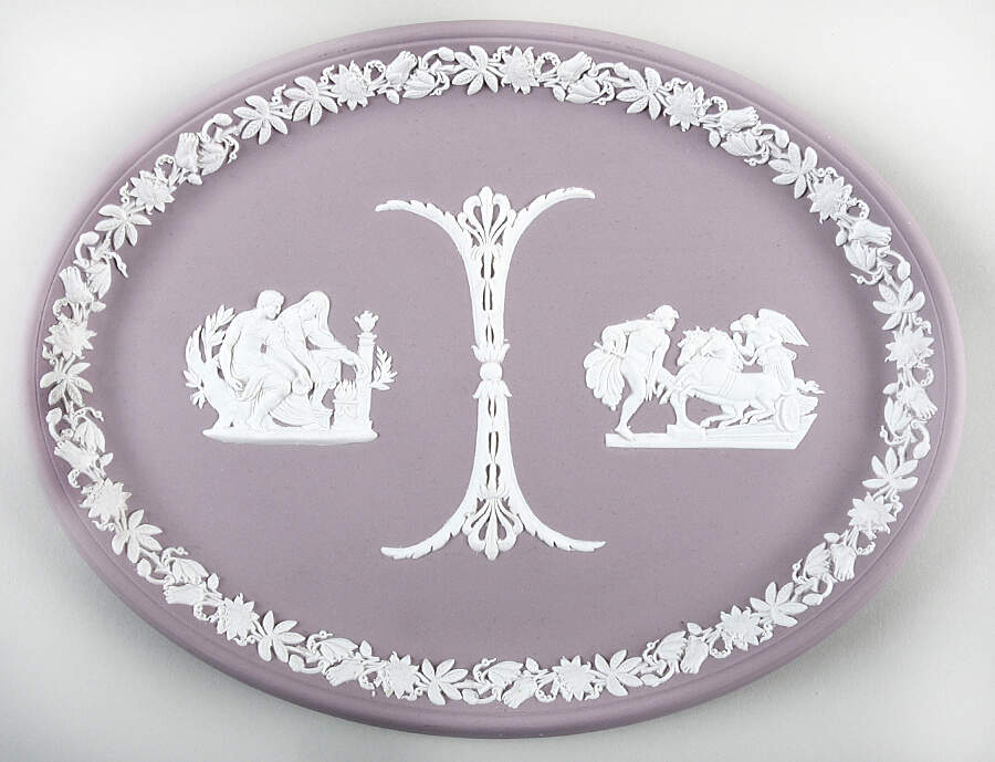Cream Color on Lilac Jasperware 10" Oval Tray by Wedgwood-1