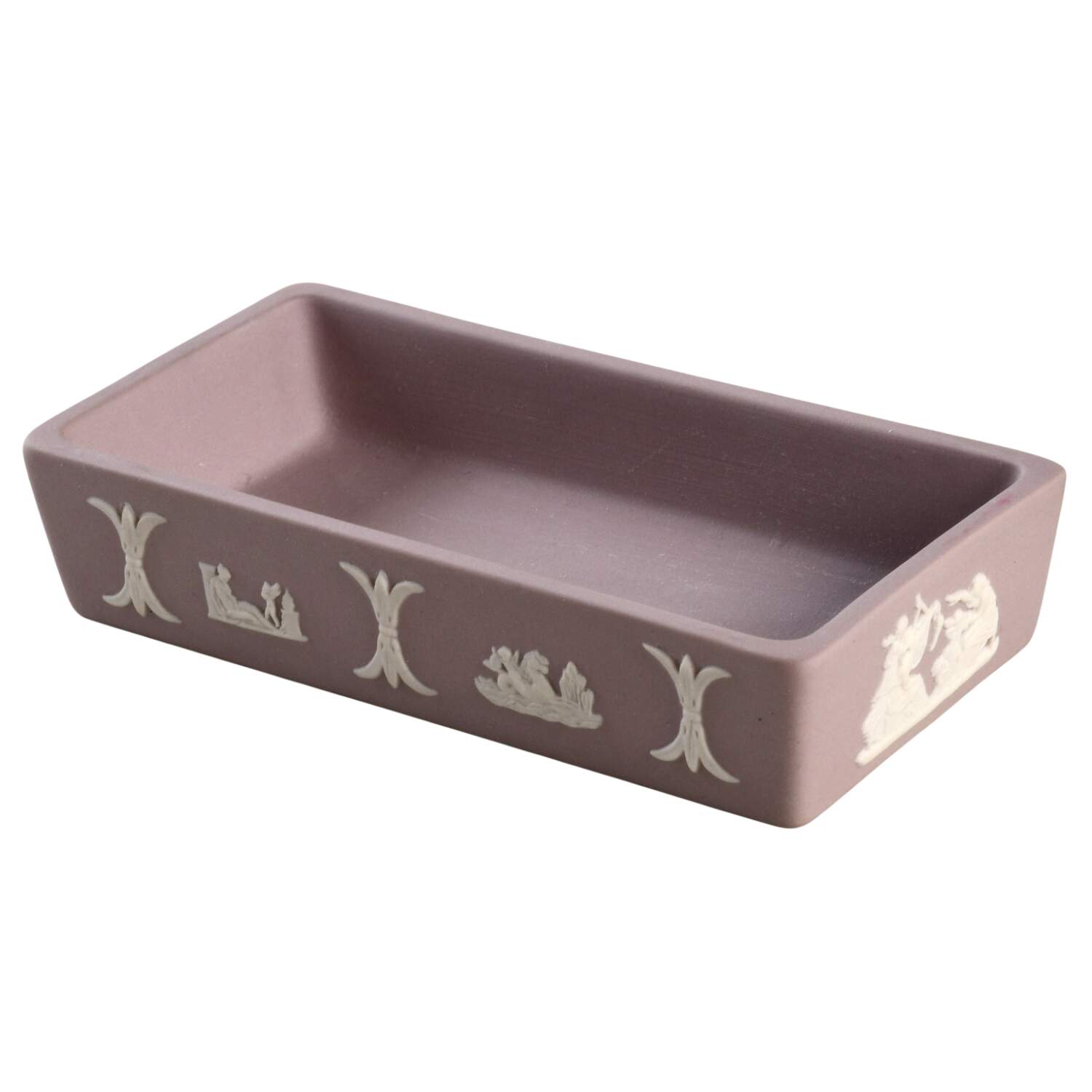 Cream Color on Lilac Jasperware 3" Rectangular Box-No Lid by Wedgwood-1