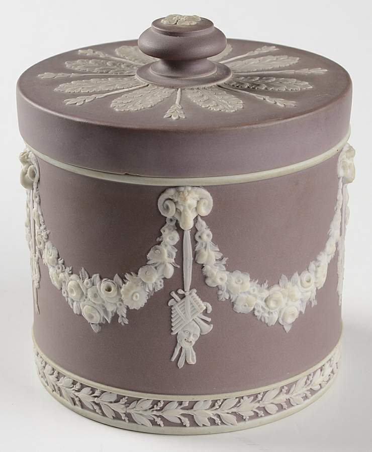 Cream Color on Lilac Jasperware Candy Jar & Lid by Wedgwood-1