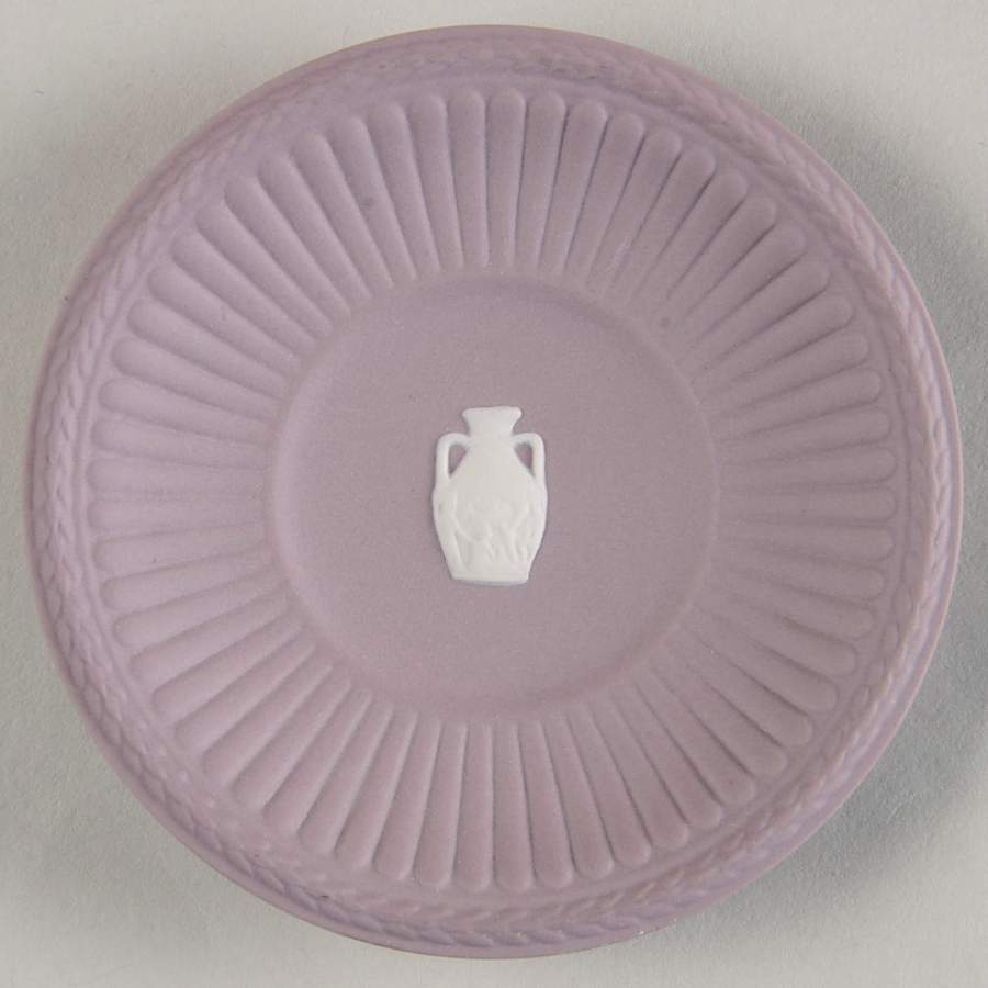 Cream Color on Lilac Jasperware Round Fluted Compotier by Wedgwood-1