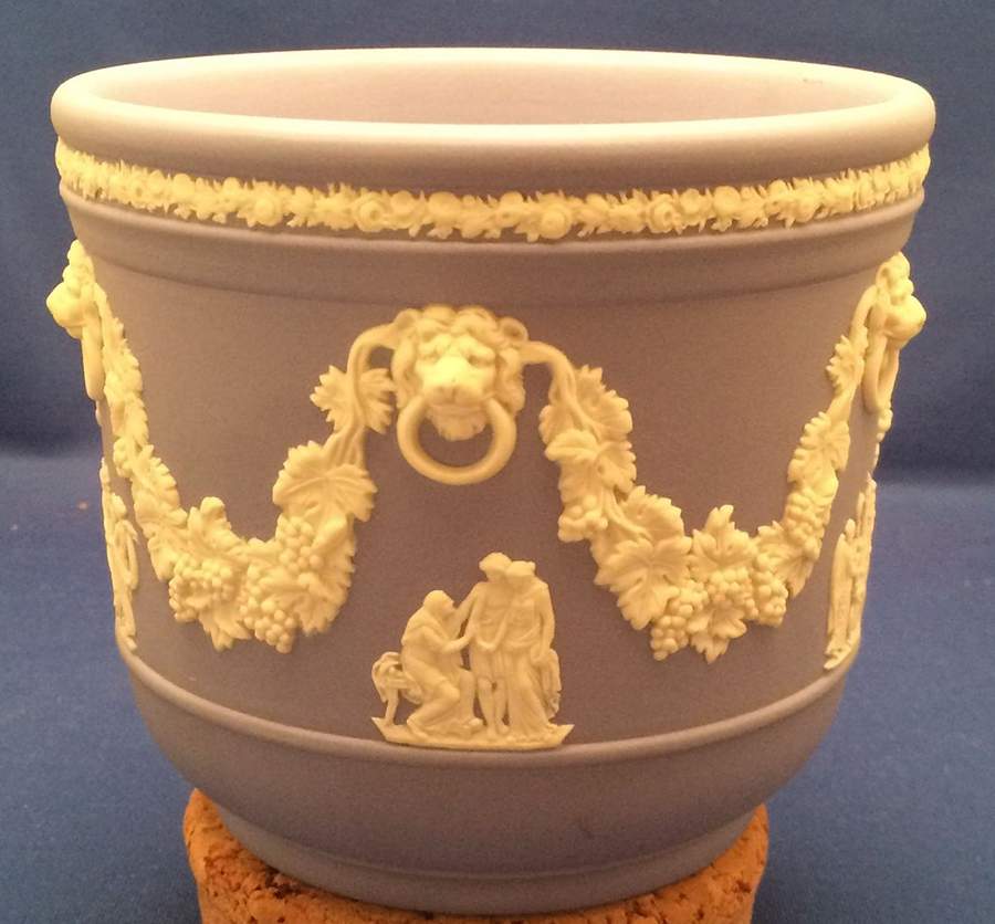 Cream Color on Lilac Jasperware #317 4" Jardiniere by Wedgwood-1