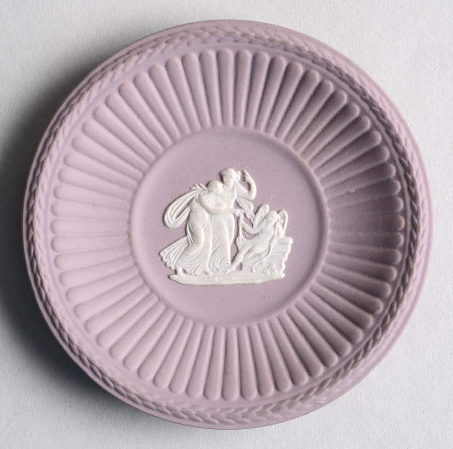Cream Color on Lilac Jasperware Round Fluted Compotier by Wedgwood-1