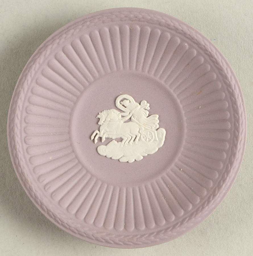 Cream Color on Lilac Jasperware Round Fluted Compotier by Wedgwood-1
