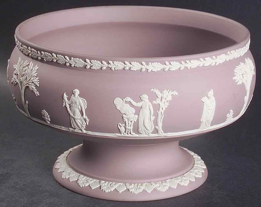 Cream Color on Lilac Jasperware Round Footed Imperial Bowl by Wedgwood-1
