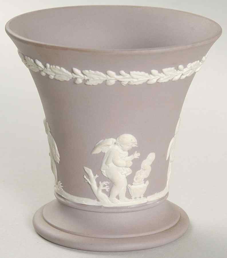 Cream Color on Lilac Jasperware Season Posey Pot by Wedgwood-1
