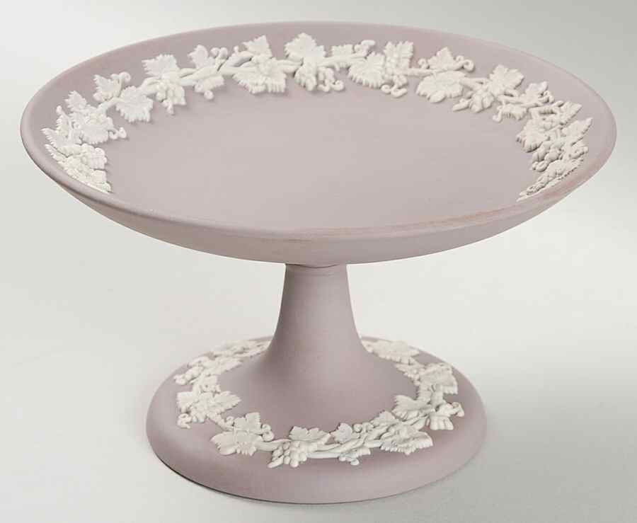 Cream Color on Lilac Jasperware Round Compote (Height X Width) by Wedgwood-1