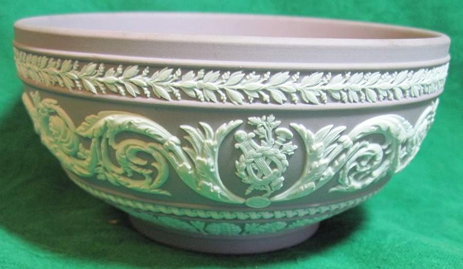Cream Color on Lilac Jasperware 5" Arabesque Bowl by Wedgwood-1