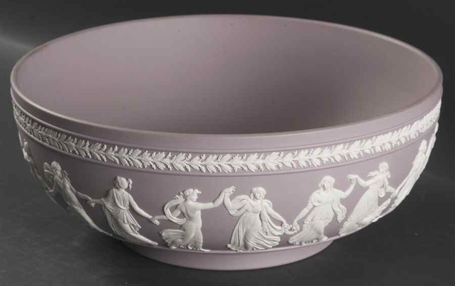 Cream Color on Lilac Jasperware Dancing Hours Bowl by Wedgwood-1
