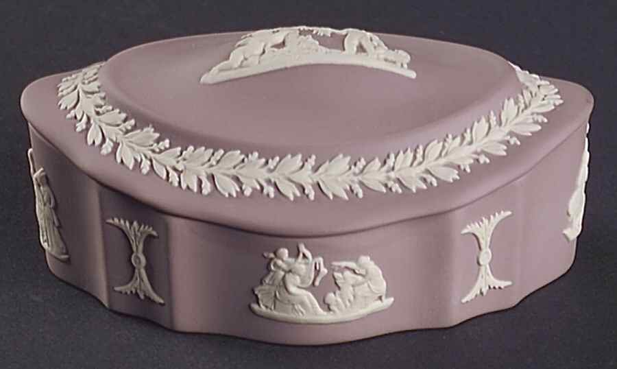 Cream Color on Lilac Jasperware Silver/Candy Box & Lid by Wedgwood-1