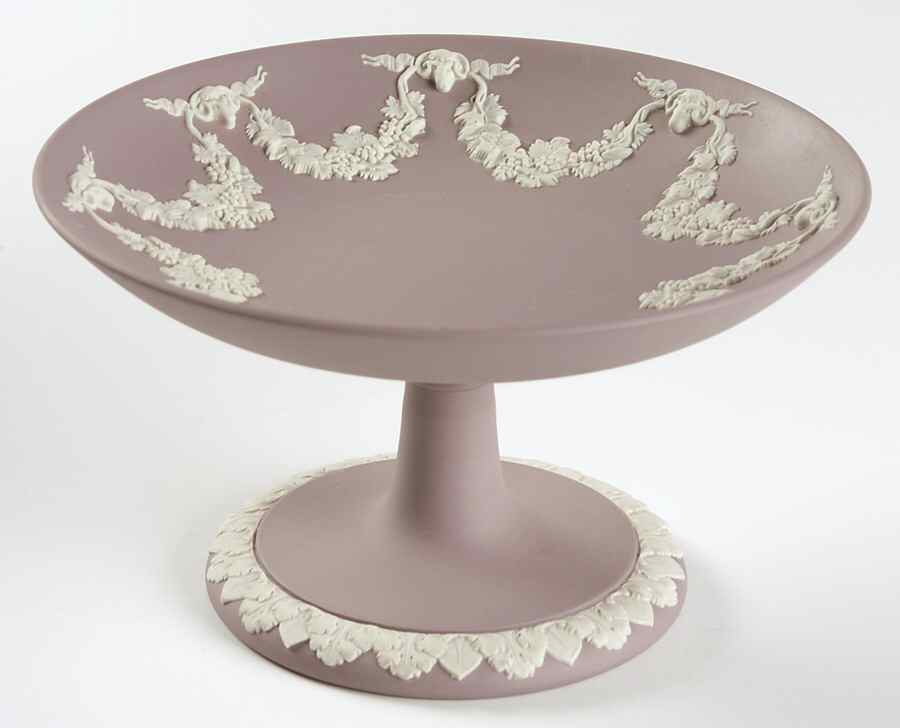Cream Color on Lilac Jasperware Round Compote (Height X Width) by Wedgwood-1