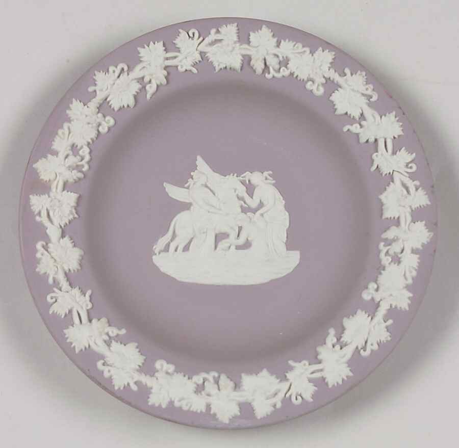 Cream Color on Lilac Jasperware 4" Round Tray by Wedgwood-1