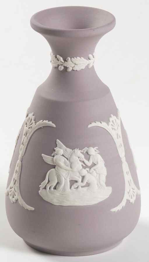 Cream Color on Lilac Jasperware Cameo Bud Vase by Wedgwood-1