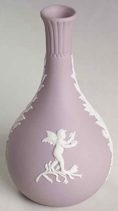 Cream Color on Lilac Jasperware Seasons Bud Vase by Wedgwood-1