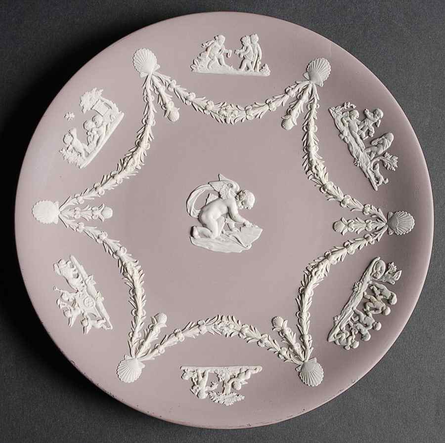 Cream Color on Lilac Jasperware Cupid Serving Plate by Wedgwood-1
