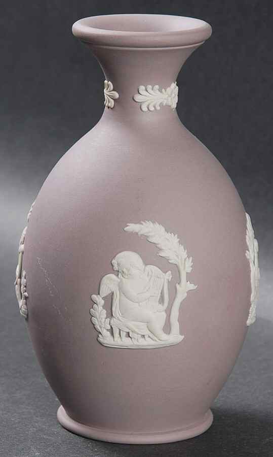Cream Color on Lilac Jasperware Arcadian Bud Vase by Wedgwood-1