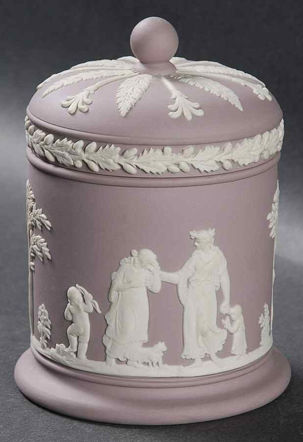 Cream Color on Lilac Jasperware Olympus Jar & Lid by Wedgwood-1