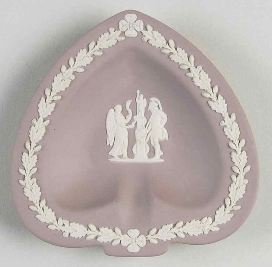 Cream Color on Lilac Jasperware Small Spade Shape Ashtray by Wedgwood-1