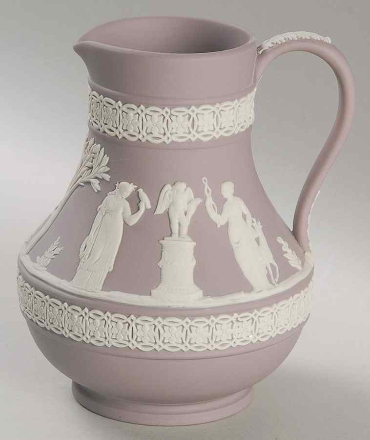 Cream Color on Lilac Jasperware 5" Etruscan Jug by Wedgwood-1
