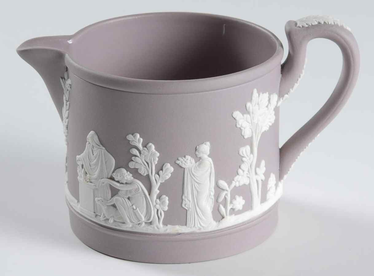 Cream Color on Lilac Jasperware Brewster Creamer by Wedgwood-1