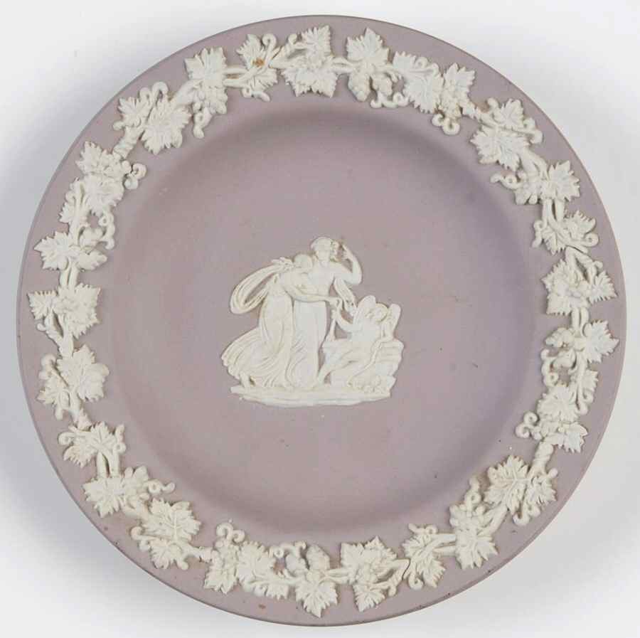 Cream Color on Lilac Jasperware 4" Round Tray by Wedgwood-1