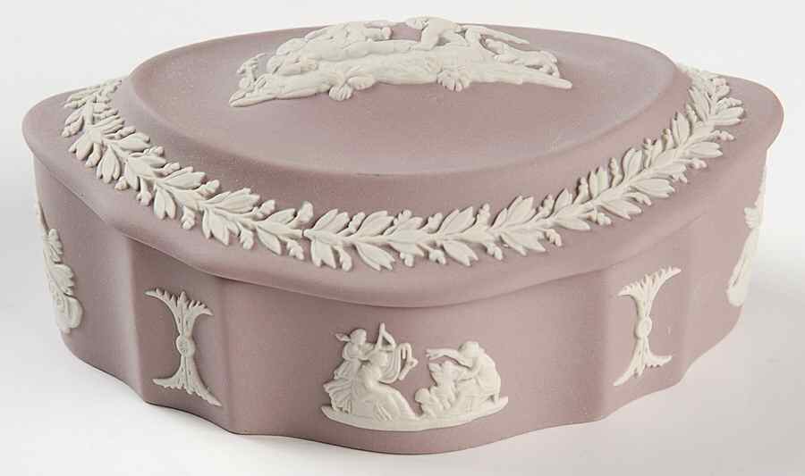 Cream Color on Lilac Jasperware Silver/Candy Box & Lid by Wedgwood-1