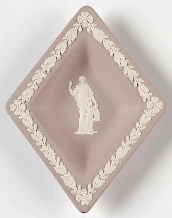 Cream Color on Lilac Jasperware Small Diamond Shape Ashtray by Wedgwood-1