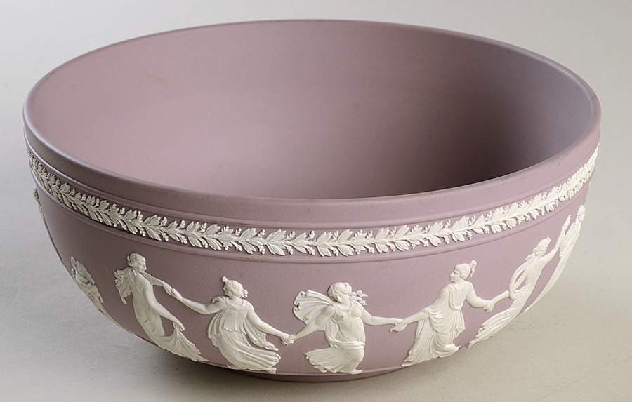 Cream Color on Lilac Jasperware Dancing Hours Bowl by Wedgwood-1