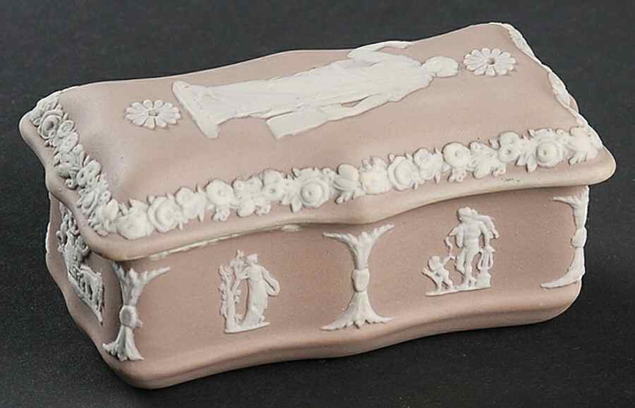 Cream Color on Lilac Jasperware Match Holder with Lid by Wedgwood-1