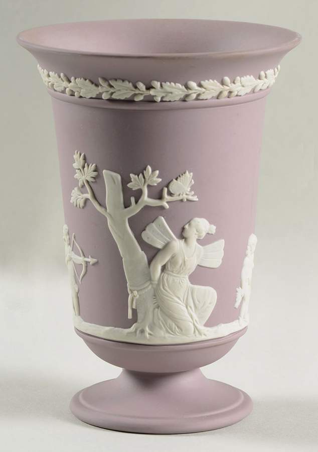 Cream Color on Lilac Jasperware 5" Vase by Wedgwood-1